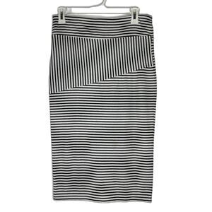 Minkpink Black & White Striped Midi Skirt Women's Size M Stretch Pencil